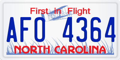 NC license plate AFO4364