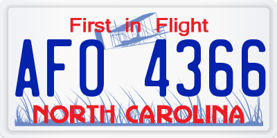 NC license plate AFO4366