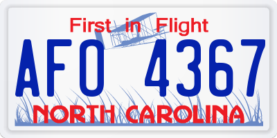 NC license plate AFO4367