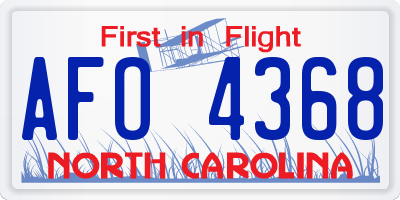 NC license plate AFO4368