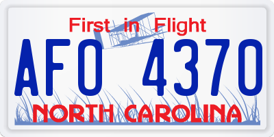 NC license plate AFO4370