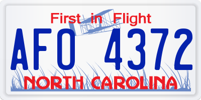 NC license plate AFO4372