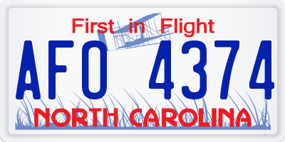 NC license plate AFO4374