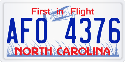 NC license plate AFO4376