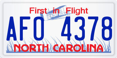 NC license plate AFO4378