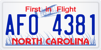NC license plate AFO4381