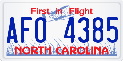 NC license plate AFO4385