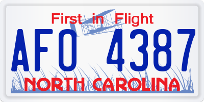 NC license plate AFO4387