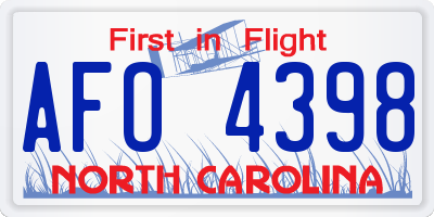 NC license plate AFO4398