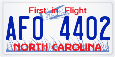 NC license plate AFO4402