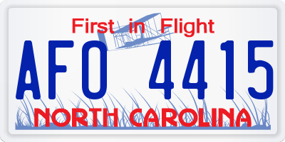 NC license plate AFO4415