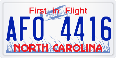 NC license plate AFO4416