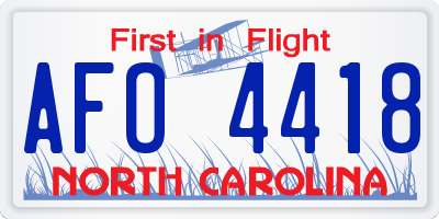 NC license plate AFO4418