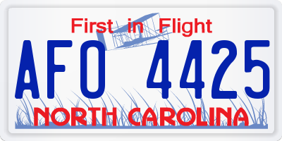NC license plate AFO4425