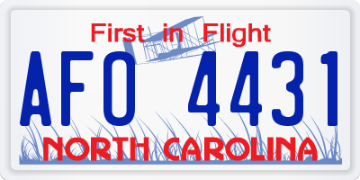 NC license plate AFO4431