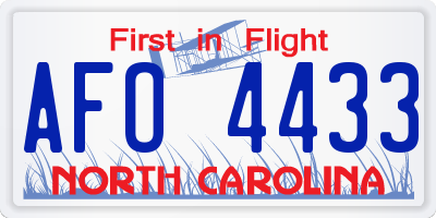 NC license plate AFO4433