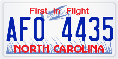NC license plate AFO4435