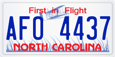 NC license plate AFO4437