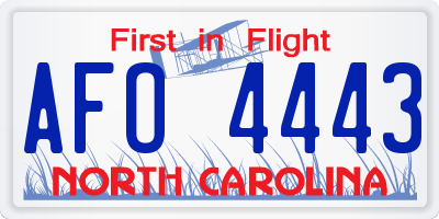 NC license plate AFO4443