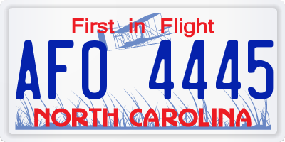 NC license plate AFO4445
