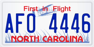 NC license plate AFO4446