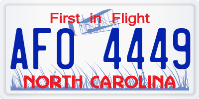 NC license plate AFO4449