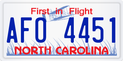 NC license plate AFO4451