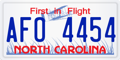 NC license plate AFO4454