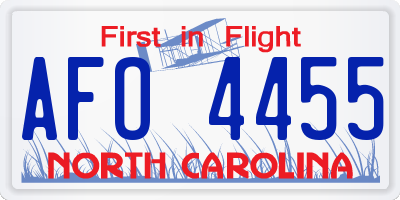 NC license plate AFO4455