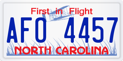 NC license plate AFO4457