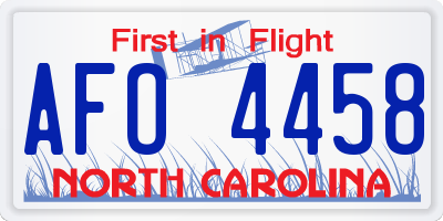 NC license plate AFO4458