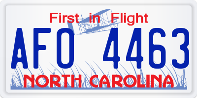 NC license plate AFO4463