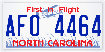 NC license plate AFO4464