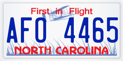 NC license plate AFO4465
