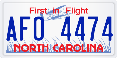 NC license plate AFO4474