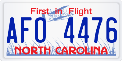 NC license plate AFO4476