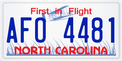 NC license plate AFO4481