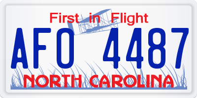 NC license plate AFO4487
