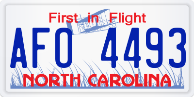 NC license plate AFO4493