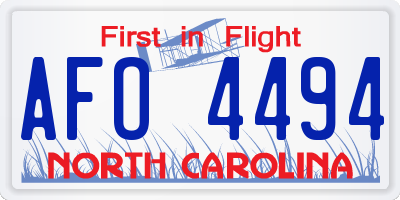 NC license plate AFO4494