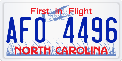 NC license plate AFO4496