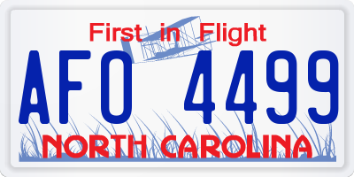 NC license plate AFO4499