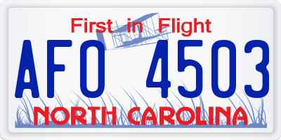 NC license plate AFO4503