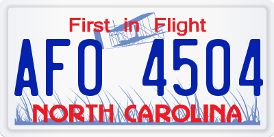 NC license plate AFO4504