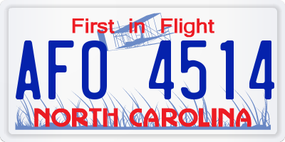 NC license plate AFO4514