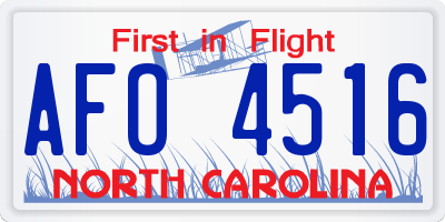 NC license plate AFO4516