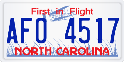 NC license plate AFO4517