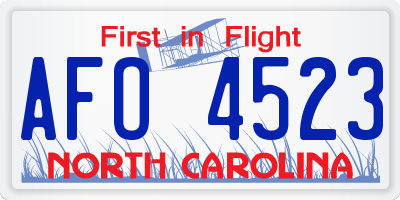 NC license plate AFO4523
