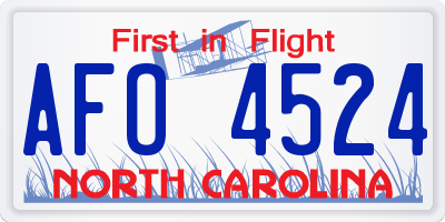 NC license plate AFO4524