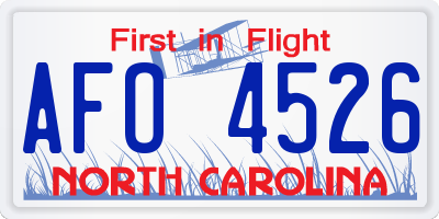 NC license plate AFO4526